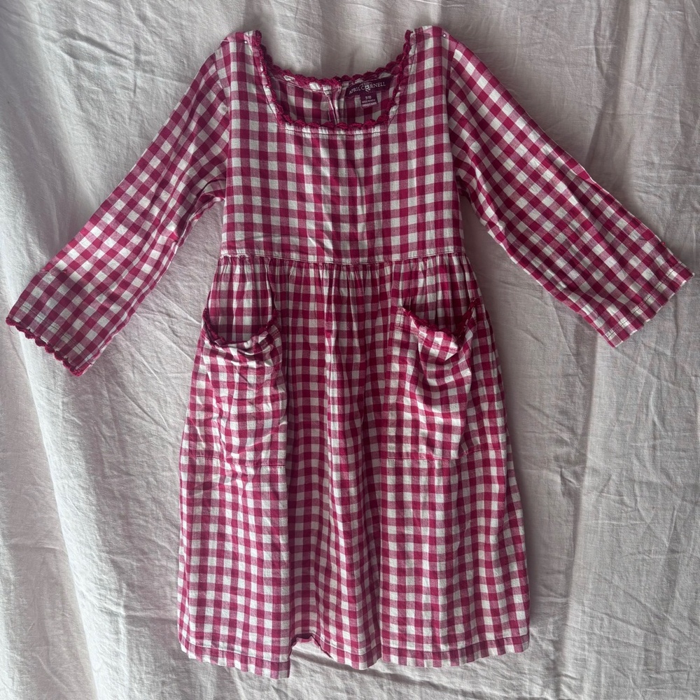 April Cornell girls red gingham dress size 9-10